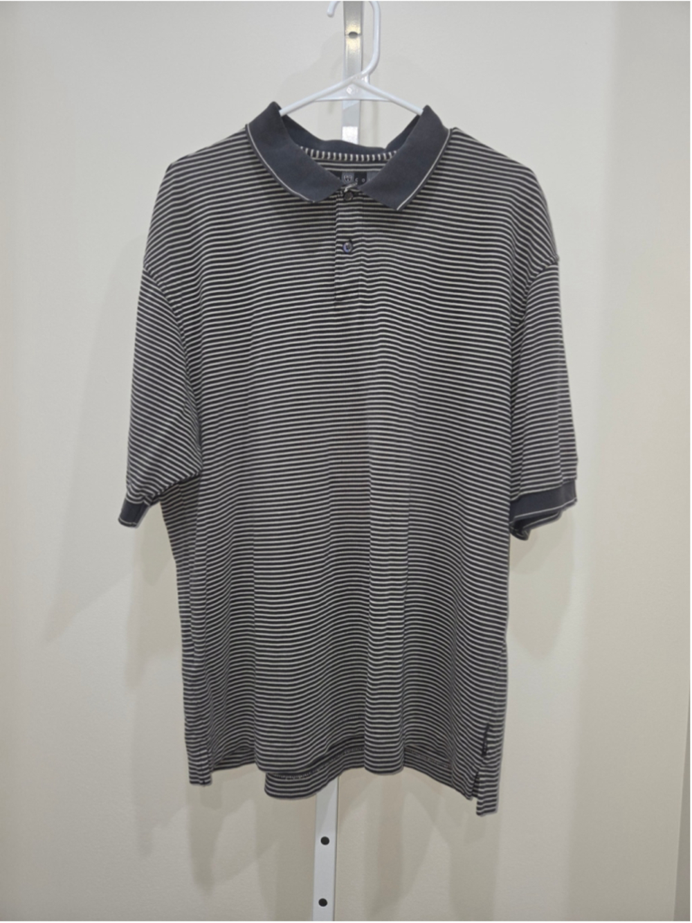 •Nike Golf• Men's Polo Shirt XL Black White Striped Dri-Fit
